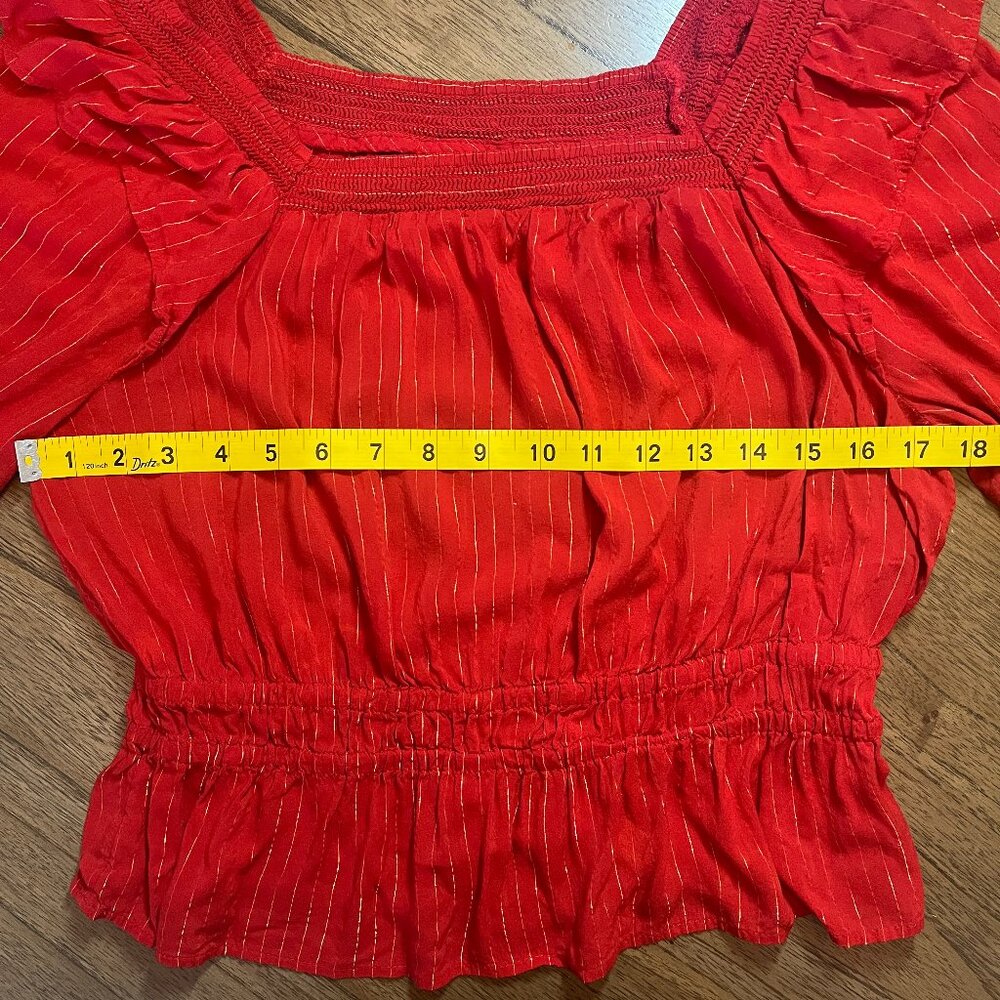 Universal Thread Women’s Red Long Sleeve Blouse with Ruffle Detail Size Medium - Picture 7 of 8
